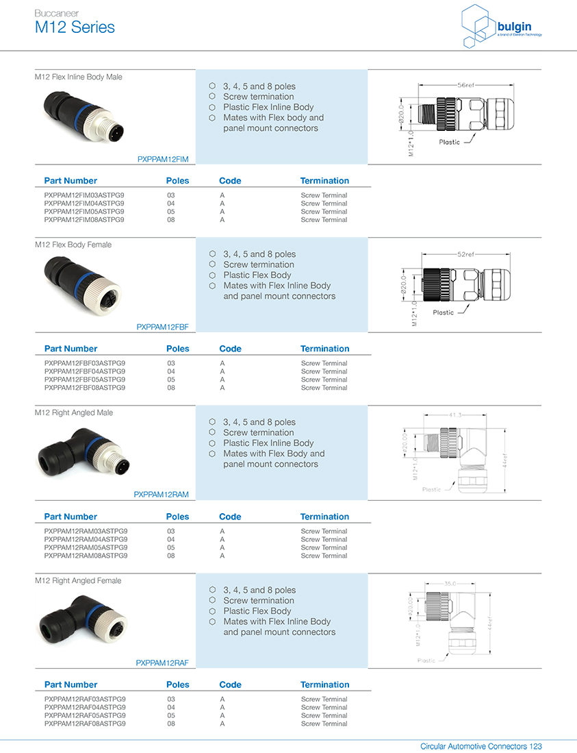 M12-L-coding-公直頭塑膠裝配式圓形連接器規格 M12-L-coding-公直頭塑膠裝配式圓形連接器規格